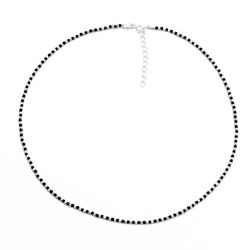 Collar Plata COM0102PLOX Piedras Minerales Onix Negro