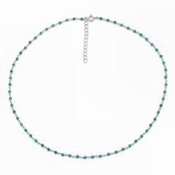 Collar Plata COM0132PLCB Piedras Minerales Calcedonia Azul