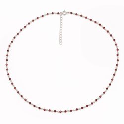Collar Plata COM0132PLGR Piedras Minerales Granate