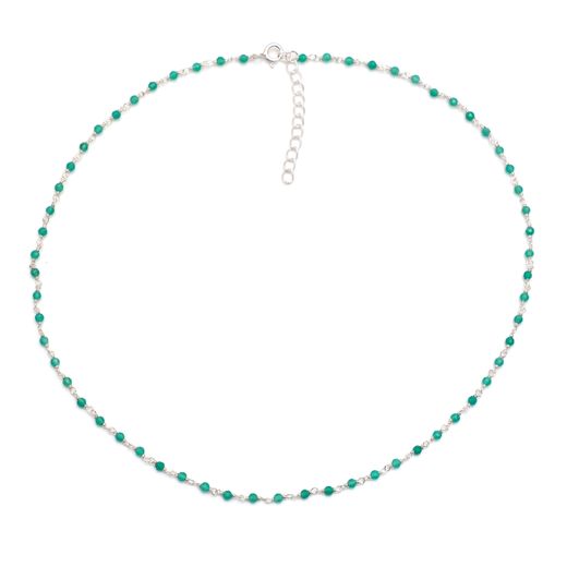 Collar Plata COM0132PLOV Piedras Minerales Onix Verde