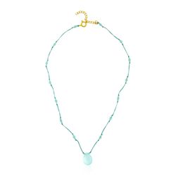 Collar Plata Dorada 10x14mm COM0157DOCA Colgante Lagrima Mineral Calcedonia