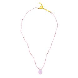 Collar Plata Dorada 10x14mm COM0157DOCR Colgante Lagrima Mineral Cuarzo Rosa