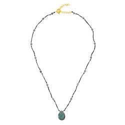 Collar Plata Dorada 10x14mm COM0157DOLA Colgante Lagrima Mineral Labradorita