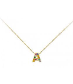 Colgante Plata Dorada 1cm Liska Mujer LET02CL-AD Colgante A Circonitas Multicolor
