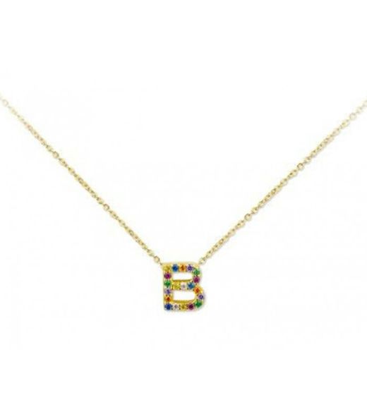 Colgante Plata Dorada 1cm Liska Mujer LET02CL-BD Colgante B Circonitas Multicolor