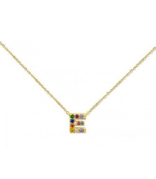 Penjoll Plata Daurada 1cm Liska Dona LET02CL-ED Penjoll E Circonites Multicolor