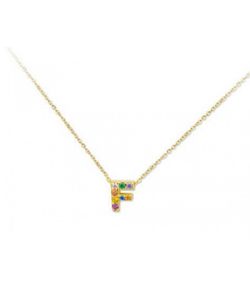 Colgante Plata Dorada 1cm Liska Mujer LET02CL-FD Colgante F Circonitas Multicolor