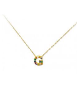 Colgante Plata Dorada 1cm Liska Mujer LET02CL-GD Colgante G Circonitas Multicolor
