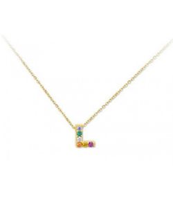 Colgante Plata Dorada 1cm Liska Mujer LET02CL-LD Colgante L Circonitas Multicolor