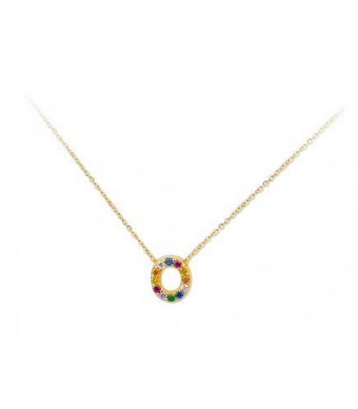 Gold Plated Silver Pendant 1cm Liska Woman LET02CL-OD Pendant O Multicolor Zirconia
