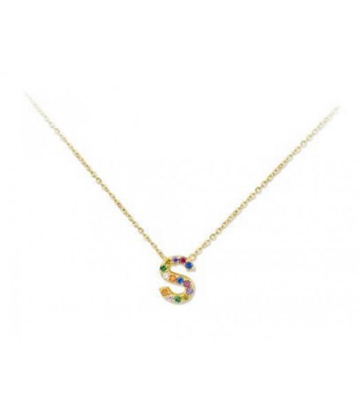 Penjoll Plata Daurada 1cm Liska Dona LET02CL-SD Penjoll S Circonites Multicolor