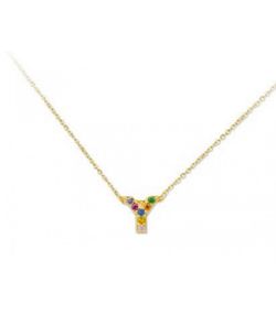 Colgante Plata Dorada 1cm Liska Mujer LET02CL-YD Colgante Y Circonitas Multicolor