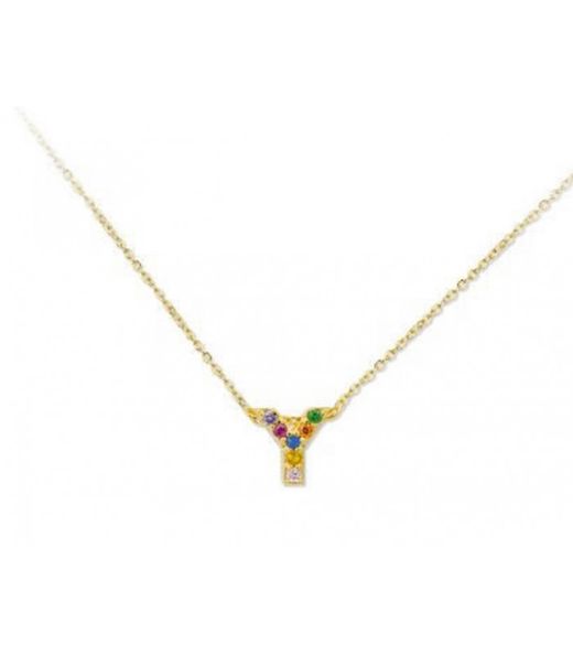 Penjoll Plata Daurada 1cm Liska Dona LET02CL-YD Penjoll I Circonites Multicolor