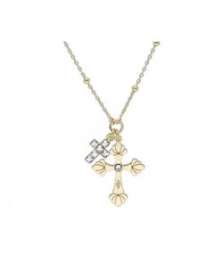 Collar Plata Dorada 2cm Liska Mujer LSW4296CL-D 2 Cruces Circonitas