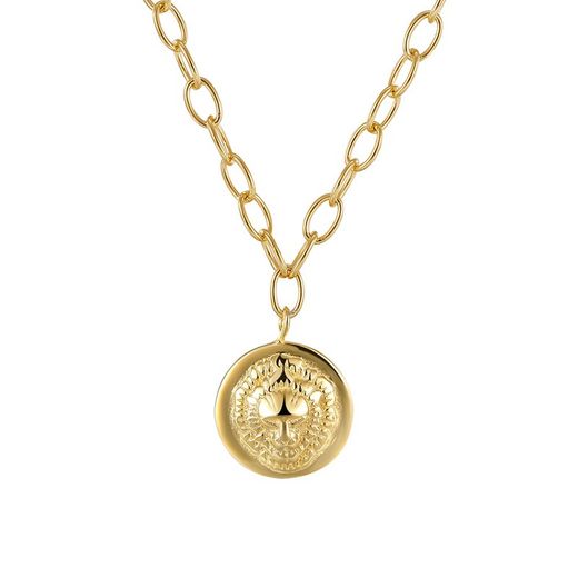Gold Plated Silver Necklace 55+5cm CO00475DO Leon