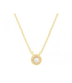 Colgante Plata Dorada 8mm Liska Mujer BAM012CL-D Circulo Circonitas Perla
