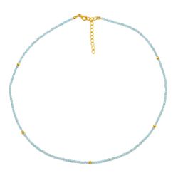 Colgante Plata Dorada Mujer COM0056DOAQ Piedras Minerales Aquamarina