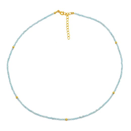 Colgante Plata Dorada Mujer COM0056DOAQ Piedras Minerales Aquamarina
