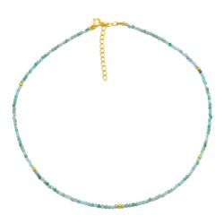 Colgante Plata Dorada Mujer COM0056DOAZ Piedras Minerales Amazonita