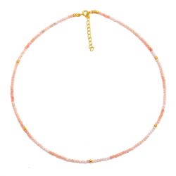 Colgante Plata Dorada Mujer COM0056DOOR Piedras Minerales Opalo Rosa