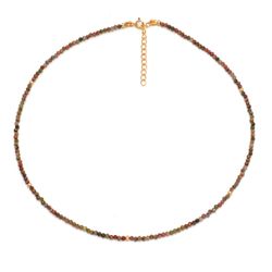 Colgante Plata Dorada Mujer COM0056DOUN Piedras Minerales Unakite