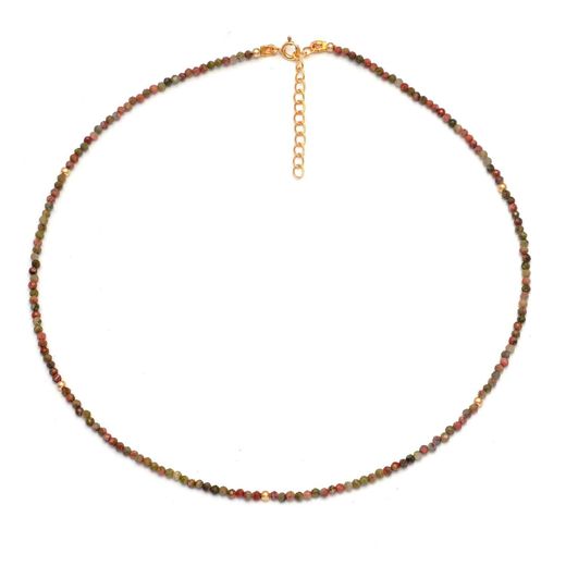 Colgante Plata Dorada Mujer COM0056DOUN Piedras Minerales Unakite