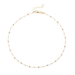 Collar Plata Dorada Mujer COM0071DOCL Piedras Minerales Coral
