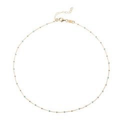 Collar Plata Dorada Mujer COM0071DOET Piedras Minerales Turquesa Light