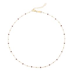 Collar Plata Dorada Mujer COM0071DOGR Piedras Minerales Granate