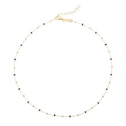 Collar Plata Dorada Mujer COM0071DOOX Piedras Minerales Onix Negro