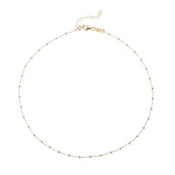 Collar Plata Dorada Mujer COM0071DOSB Piedras Minerales Cielo Azul