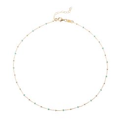 Collar Plata Dorada Mujer COM0071DOTU Piedras Minerales Turquesa