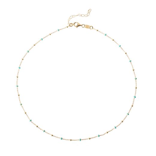 Collar Plata Dorada Mujer COM0071DOTU Piedras Minerales Turquesa