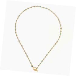 Collar Plata Dorada Mujer COM0095DOCP Piedras Minerales Crisoprasa