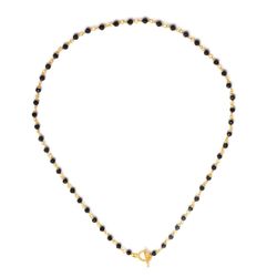 Collar Plata Dorada Mujer COM0095DOOX Piedras Minerales Onix Negro