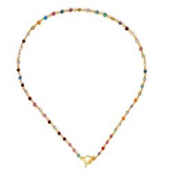 Collar Plata Dorada Mujer COM0095DOVA Piedras Minerales Varias