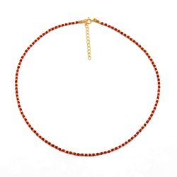 Collar Plata Dorada COM0102DOCL Piedras Minerales Coral