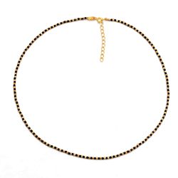 Collar Plata Dorada COM0102DOOX Piedras Minerales Onix Negro