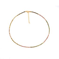 Collar Plata Dorada COM0102DOTR Piedras Minerales Turmalina
