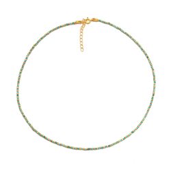Collar Plata Dorada COM0102DOTU Piedras Minerales Turquesa