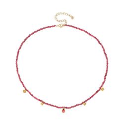 Collar Plata Dorada COM0127DOTR Piedras Minerales Turmalina Rosa