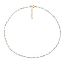 Collar Plata Dorada COM0132DOAZ Piedras Minerales Amazonita