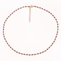 Collar Plata Dorada COM0132DOGR Piedras Minerales Granate