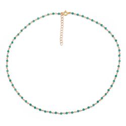 Collar Plata Dorada COM0132DOOV Piedras Minerales Onix Verde
