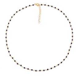 Collar Plata Dorada COM0132DOOX Piedras Minerales Onix Negro