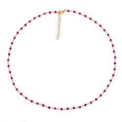 Collar Plata Dorada COM0132DORU Piedras Minerales Rubí