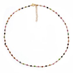 Collar Plata Dorada COM0132DOTR Piedras Minerales Turmalina