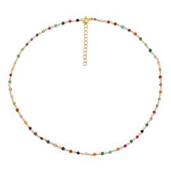 Collar Plata Dorada COM0132DOVA Piedras Minerales Varias