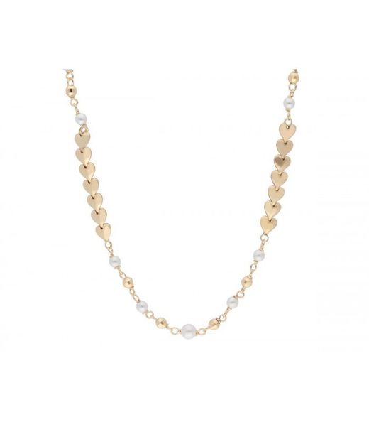Colar de coração com pérolas banhadas a ouro Liska LAF6446CL-D