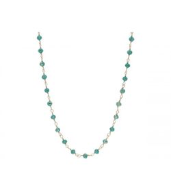 Collar Plata Dorada Liska LAF6469CL-D Perlas Piedras Naturales Turquesa
